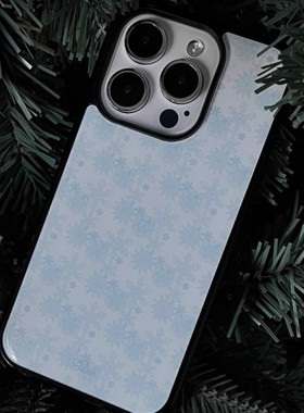 冬日白色雪花韩系新款滴胶黑边手机壳适用苹果iPhone17promax高级感保护套小众16plus亮面15pro14防摔13气质