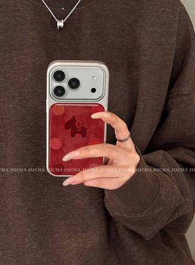 马年新款油画红色发财小马银框手机壳适用苹果iPhone17promax高级感保护套小众16plus亮面1514防摔简约13气质