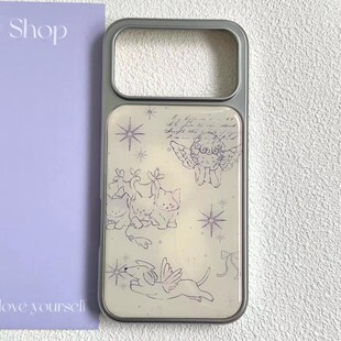 ins可爱天使小猫小狗电镀银适用苹果iPhone17promax手机壳1615pro小米1415Pro华为mate60p70三星S23防摔