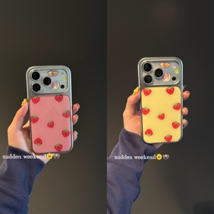 草莓手绘秋冬新款ins手机壳适用苹果iPhone17promax小米17promax软边16防摔15原创14可爱13保护套12/11