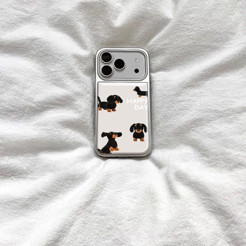 腊肠狗韩系新款银边滴胶手机壳适用苹果iPhone17promax高级感保护套小众16plus亮面15pro14防摔13