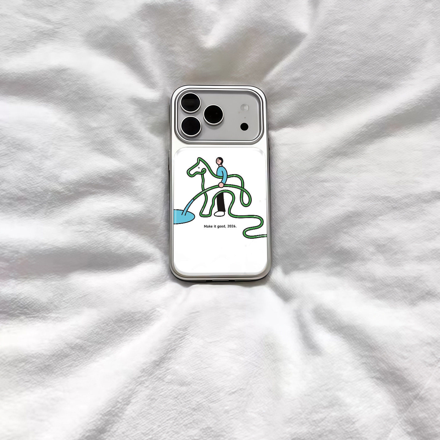 ins风加油2026水马头电镀银磁吸适用苹果iPhone17promax手机壳1615pro小米1415Pro华为mate60p70三星S23防摔