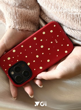 原创（红色波点）适用苹果iPhone17promax手机壳适用于苹果15菲林二合一软壳 14 13新年喜庆全包手机保护套