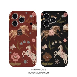 复古双马适用苹果17promax情侣手机壳磁吸IPhone16高级感15新款艺术14马年13好看12小众11潮流全包防摔菲林壳