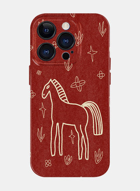 马年新款红色适用苹果17手机壳nova13华为p80mate70小米15创意个性opporen14vivox100荣耀300iPhone16菲林壳