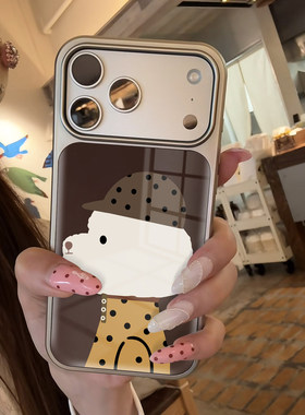 波点棕色小狗新款银框手机壳适用苹果iPhone17promax高级感air保护套小众16plus亮面15pro14防摔壳简约13气质