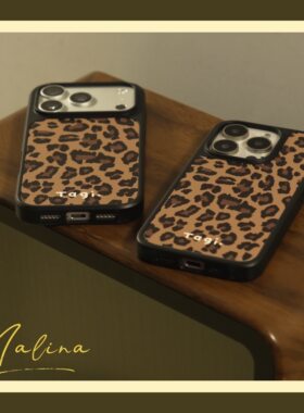 复古中性榛子豹纹黑边小羊皮软壳手机壳适用苹果iPhone17promax手机壳15pro黑框手机壳16plus全包13手机壳14