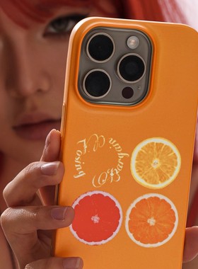 夏日热带橘子汽水橙色适用于苹果手机壳菲林壳适用iPhone17promax/16pro/15/14plus手机壳13mini硬12/x保护套