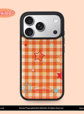 /Mexileo原创橙色格纹星星果冻滴胶壳适用iPhone17pro手机壳苹果16promax个性创意15高级感13/14亮面硬