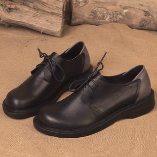 商务休闲皮鞋男真皮低帮圆头马丁靴手工头层牛皮大码工装大头鞋潮