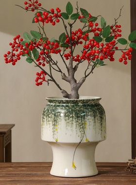 新中式家用陶瓷花盆室内桌面摆放大号兰花发财树冬青三角梅专用盆