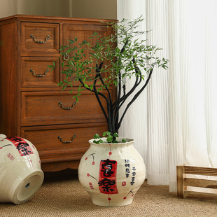 中国风手绘陶瓷花盆阳台客厅新款大号冬青三角梅流泉枫兰花专用盆