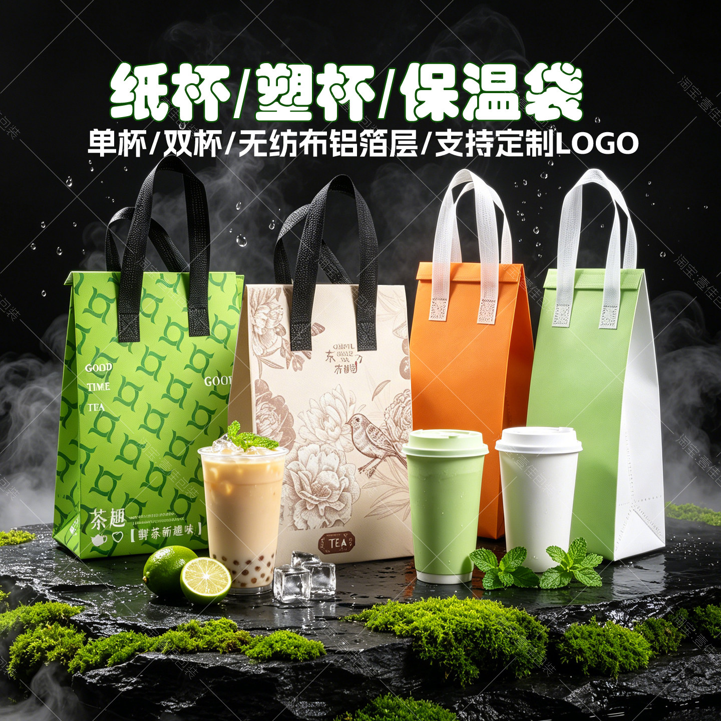 单杯双杯手提袋无纺布外卖手提袋