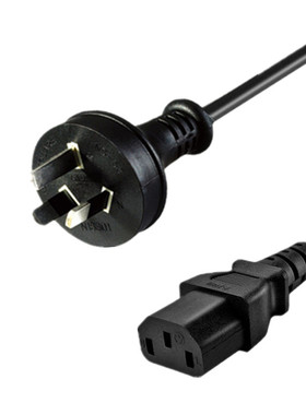 超短品字线电脑主机线纯铜红色黄色蓝色直头三插三孔电源线0.5米