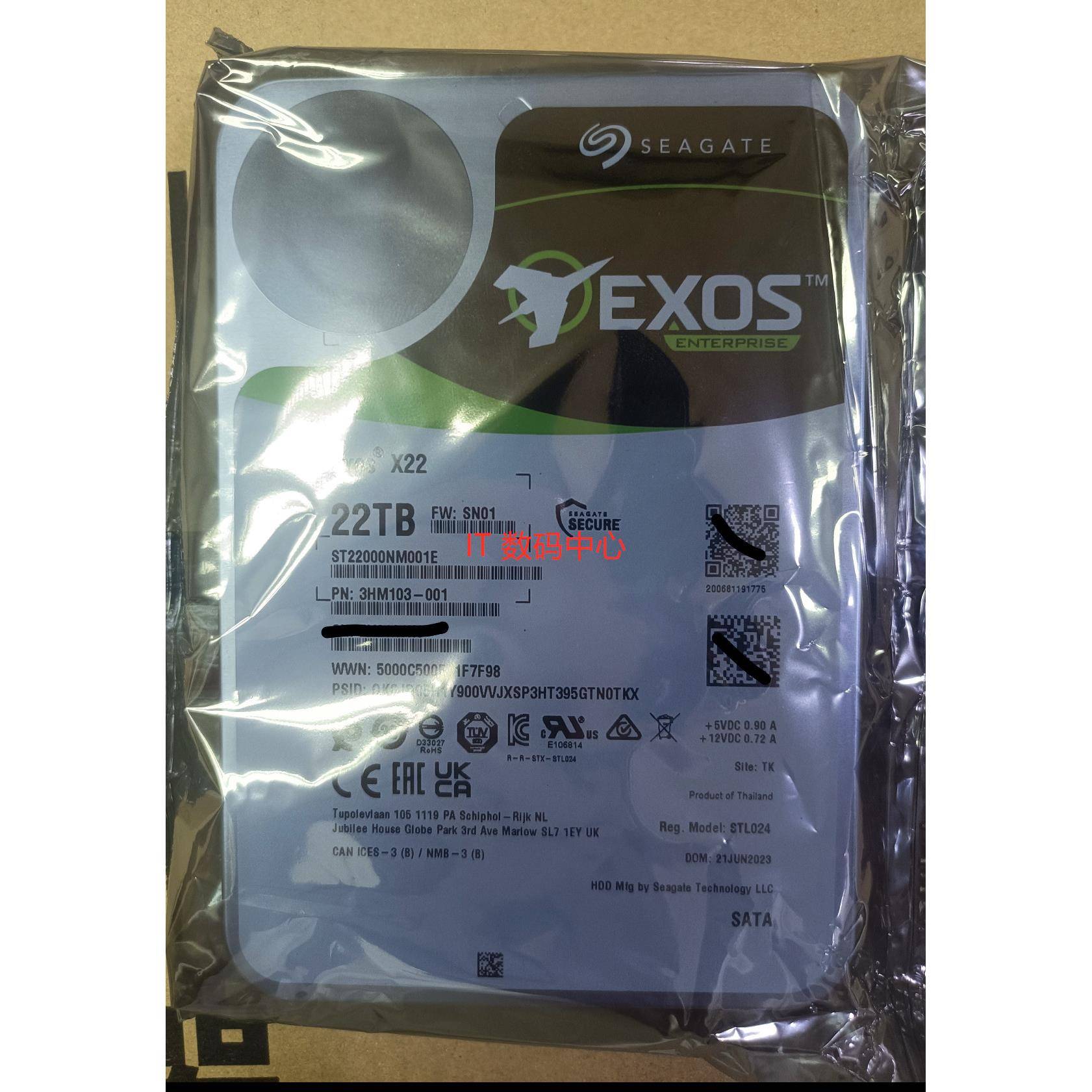 全新ST22000NM001E 氦气SATA企业级22T机械硬盘 22TB EXOS X22