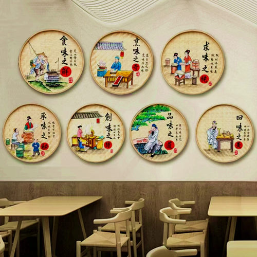 农家乐装饰竹筛子竹编手绘装饰画