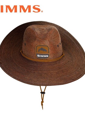美国SIMMS草编织宽檐遮阳钓鱼帽经典路亚帽复古户外旅行帽子