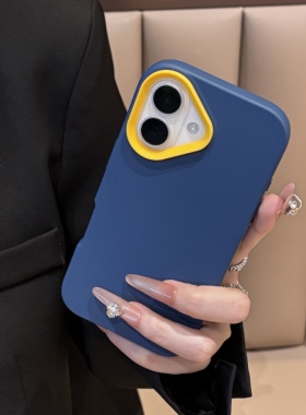 ins高级撞色镜框适用iPhone16pro苹果14手机壳15新款纯色12硅胶13男女15plus情侣16promax防摔网红保护套