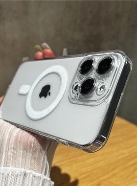 Magsafe磁吸适用苹果16简约手机壳iPhone15全包边17新款13全透明14plus高级感12promax男女网红爆款11保护套