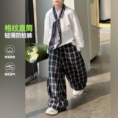 熊猫圆圆男童春季格子休闲裤