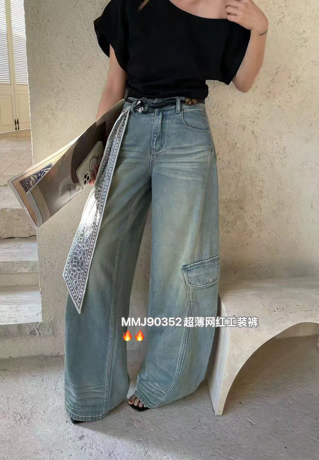 薄料工装裤女2026春季高腰阔腿宽松显瘦街头小众设计弯刀休闲裤