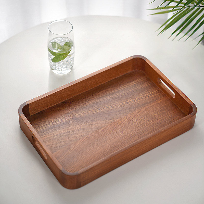 桃花心木托盘长方形手提家用茶杯茶水木质茶盘糕点瓜果实木收纳盘,餐饮具,盘,淘宝优惠券,粉丝福利购,淘宝优惠卷