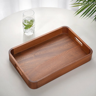 桃花心木托盘长方形手提家用茶杯茶水木质茶盘糕点瓜果实木收纳盘