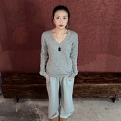 Aesta基础内搭V领长袖 针织T恤衫 柔软亲肤日常百搭