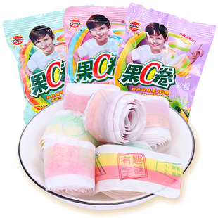 。零食软糖果汁卷软糖优卡果C卷卷糖袋装怀旧大大卷粘牙水果糖