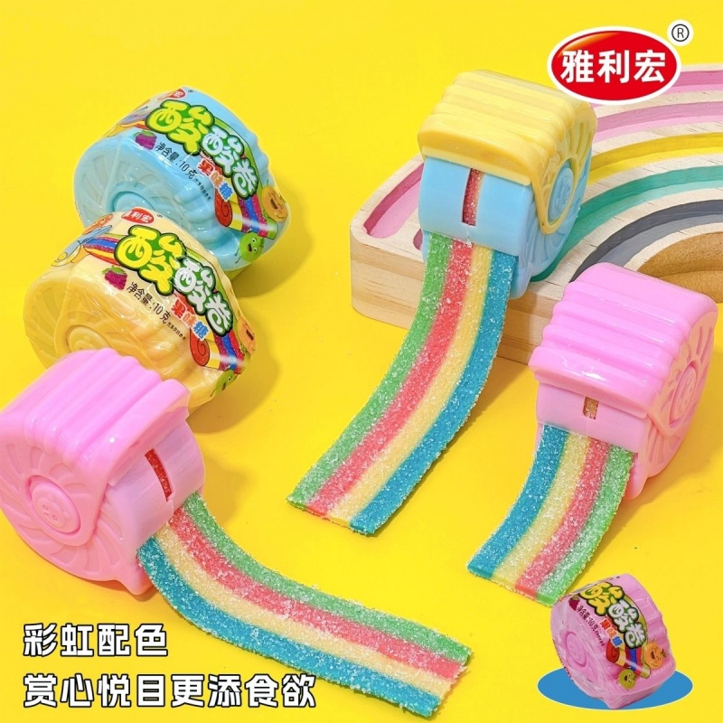 儿童新奇创意彩色卷尺糖果玩具糖果酸甜果味酸卷软糖好玩的小零食