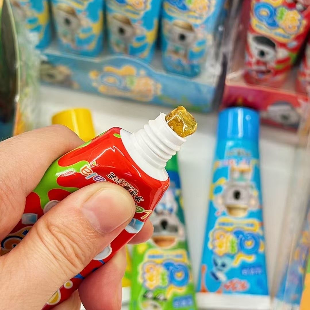 新款儿童牙膏造型Q糖diy糖果多种吃法零食糖早餐涂面包雪碧酸奶味