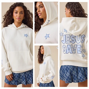 纯原贵牌女款落肩款贴布星星刺绣贴布字母宽松简单卫衣薄绒