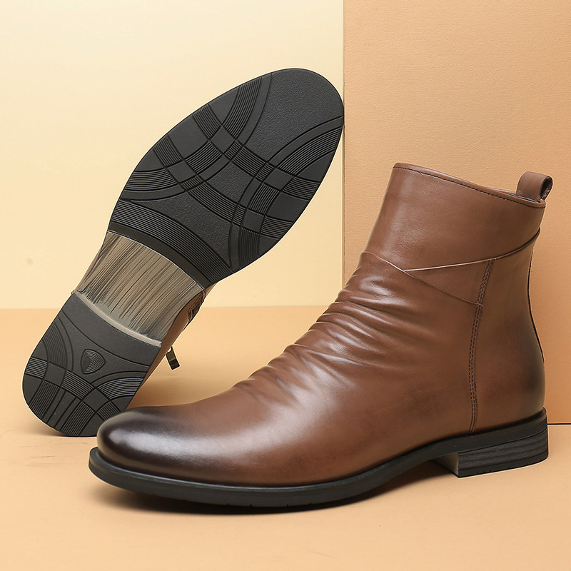 马丁靴男2024新款潮流时尚英伦时装靴高帮真皮轻奢商务皮靴21D28