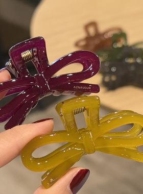 韩国进口发饰AZNAVOUR/AZ立体6cm彩色蝴蝶结发抓抓夹半抓鲨鱼夹