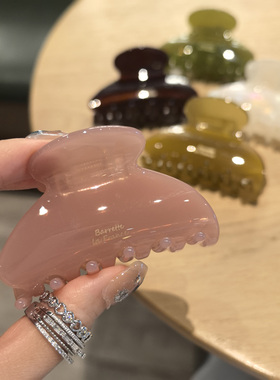 LERYAE韩国进口发饰烟粉小金标中等7cm经典抓夹发抓鲨鱼夹