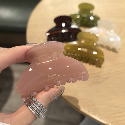 LERYAE韩国进口发饰烟粉小金标中等7cm经典抓夹发抓鲨鱼夹