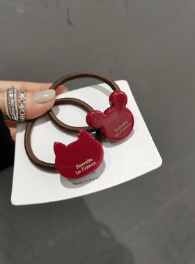 aidemoli韩国进口发饰新年chao显白酒红色爱心花朵发圈皮筋发绳