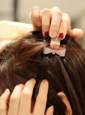 aidemoli韩国进口发饰豆沙粉油绿深紫色双面蝴蝶结公主头抓夹发抓