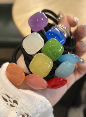 韩国进口发饰AZNAVOUR/AZ果冻糖果2cm小方糖方块发圈皮筋发绳头绳