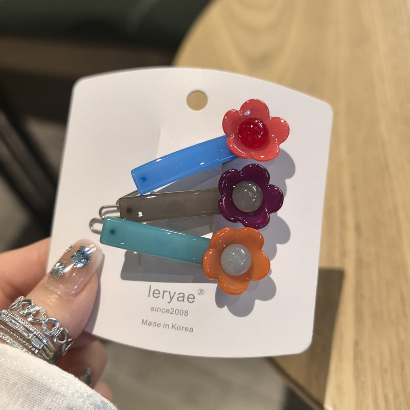 韩国进口发饰AZNAVOUR/AZ糖果双色花朵小花儿儿童发夹扣夹边夹
