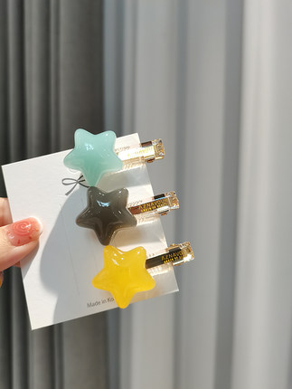 韩国进口AZNAVOUR/AZ发饰一颗星星五角星透明底鸭嘴夹发夹边夹