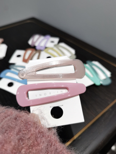 aidemoli韩国进口发饰日韩2个一组水滴三角粉色淡紫BB夹发夹边夹