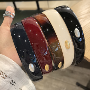 LERYAE韩国进口发饰2.5cm简约小金标银标酒红玳瑁色发箍头箍压发