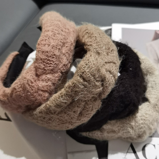 aidemoli韩国进口发饰r日韩少女镂空毛线编织中间打结蝴蝶结发箍