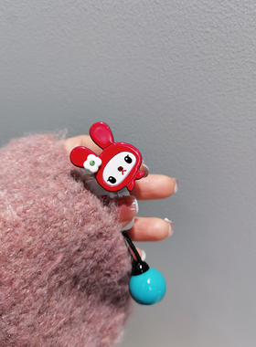 韩国进口AZNAVOUR AZ发饰卡通红色小兔子圆球皮筋发绳头绳女