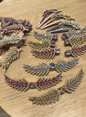 LERYAE韩国进口发饰施S肥方宝石国王羽翼天使翅膀发夹边夹发圈