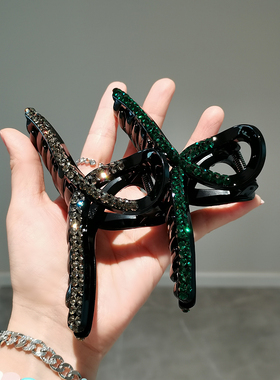 aidemoli韩国进口发饰水钻闪钻祖母绿玫粉香槟13cm大号发抓鲨鱼夹