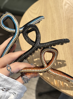 LERYAE韩国进口发饰水钻链条13cm大号丝带抓夹发抓鲨鱼夹