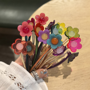 韩国进口发饰AZNAVOUR AZ甜美花朵小花儿一字夹青蛙夹发夹长夹子