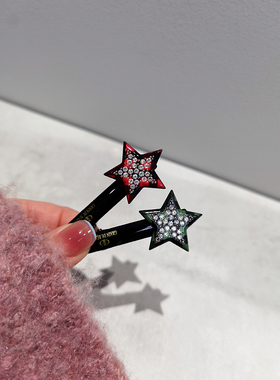 韩国进口AZNAVOUR AZ发饰水钻红色绿色星星圆球发绳发夹边夹